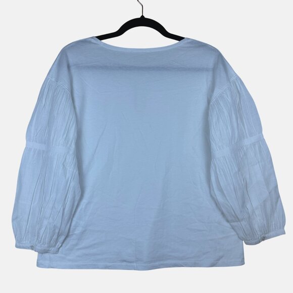 Madewell Womens Puff-Sleeve Blouse Drop-Shoulder Knit-Cotton Top Sz XS NWT - Picture 5 of 12